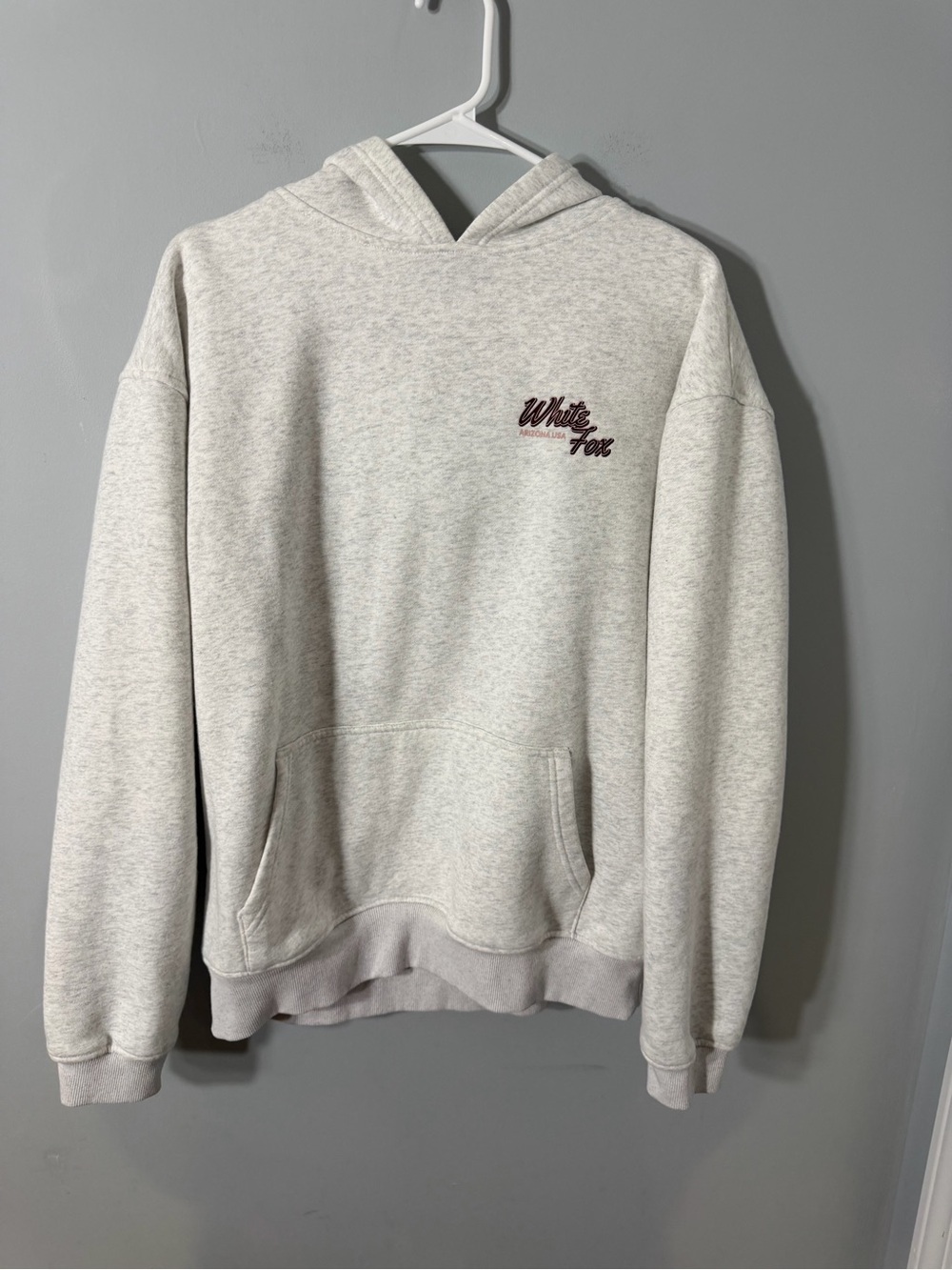 White Fox Light Gray Pullover Hoodie